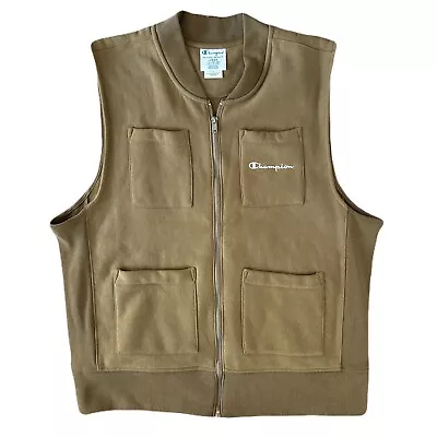 Champion Reverse Weave Utility Fleece Vest Mens L Sleeveless Sweatshirt Jacket • $29