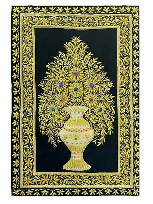 Rugs Jewel Carpet Wall Hanging Flower 2' X 3' Hand Embroidery Gemstone Zardozi • $212.50