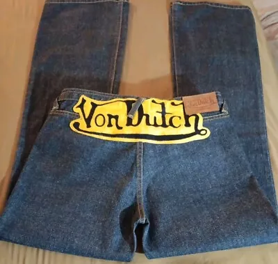 Von Dutch Women's Size 9  (28)in Waist Embroidered Yellow Logo Patch Distressed  • $110