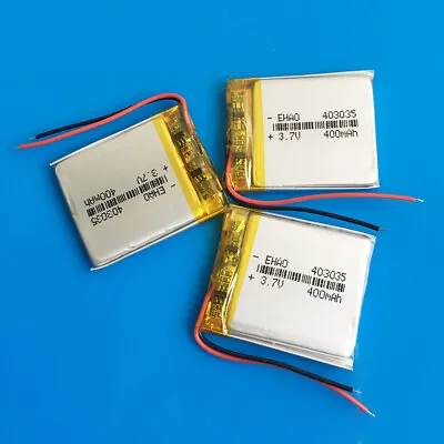 3 Pcs 3.7V 400mAh Li Po Polymer Rechargeable Battery 403035 For GPS Smart Watch • £7.19