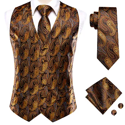 Vest Tie Hankie Fashion Men's Formal Dress Suit Slim Tuxedo Waistcoat Coat • $19.99