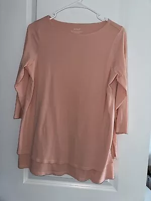 J. Jill Pure Jill Boat Neck Layered Tunic Size Small Peach 3/4 Length Sleeve • $12