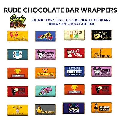 Rude Adult Chocolate Bar Wrapper Novelty Joke Xmas Gift Birthday Present Fun • £1.89