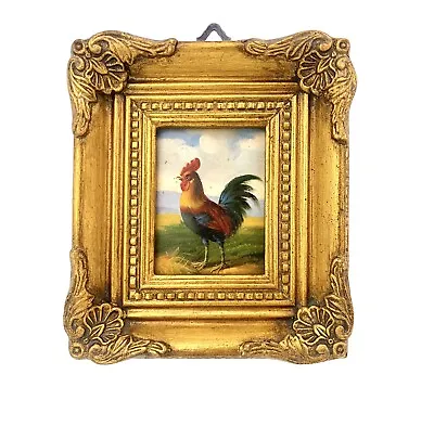 $186.20 • Buy Rooster Painting Oil On Board Framed Signed Vintage Classic Farm House Decor
