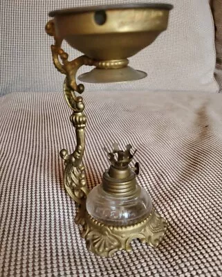 Antique Vintage 1800s Vaporizer Cresolene Kerosene Oil Lamp Set Vapo (No Globe) • $29