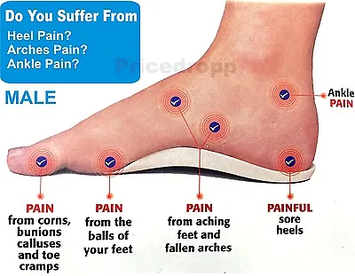 £2.49 • Buy Orthotic Foot Support Insole Flat Feet Heels Arches Bunion Pain Relief - For Men