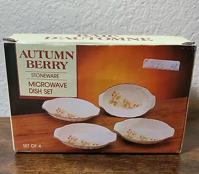 Vintage 1987 Autumn Berry Stoneware Microwave Dish Set Of 4 Japan NEW • $22.79