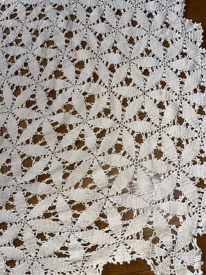 Vintage Crochet Cotton Tablecloth • $35