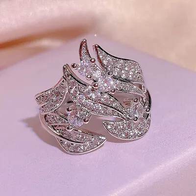 $2.27 • Buy Gorgeous Women 925 Silver Cubic Zirconia Rings Wedding Jewelry Size 6-10