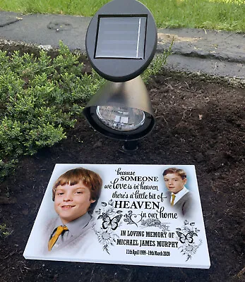 Personalised Grave Marker Weatherproof Memorial Headstone With A Solar Light. • £29.99
