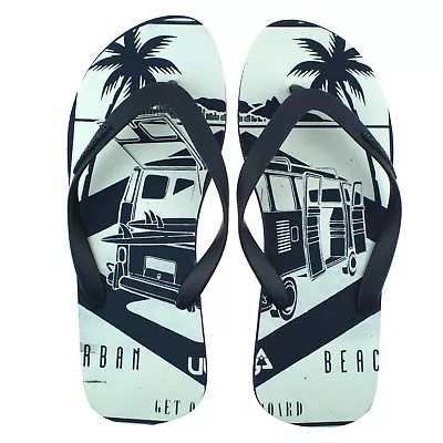 Mens Urban Beach Gobi Navy Toe Post Flip Flops Beach Sandals • £9.95