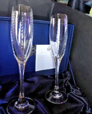 Faberge Atelier Crystal Champagne Flute Glasses Bristol New Original Box • $427.50
