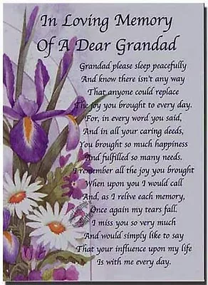 Grave Card / Dear Grandad  - FREE Holder-M08X Memoriam Funeral Memorial • £1.85