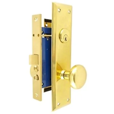 HUD Polished Brass Mortise Lockset  Knob Left Or Right Hand No Deadbolt • $42.99