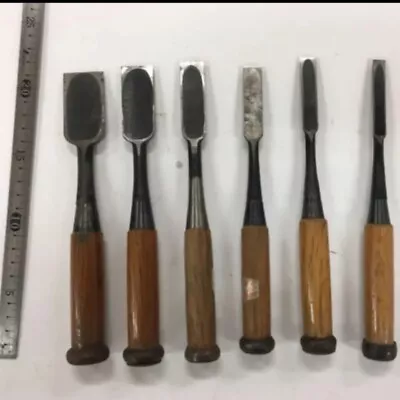 Japanese Vintage Chisel 6set Nomi Made By Famous Blacksmith  Ryuoh Etc • £144.63