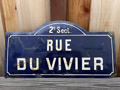 Vintage Porcelain French Street Sign ~ Rue Du Vivier ~ Paris France • $200
