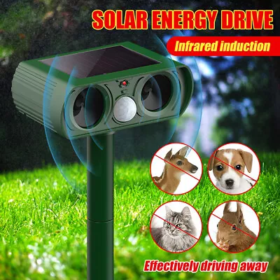 Solar Powered Cat Repellent Scarer Deterrent Ultra Sonic Dog Fox Cat Pest Animal • £12.39