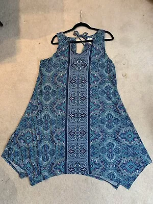 Soma Teal Blue Paisley Dress Sz Xl  Handkerchief Hem • $20