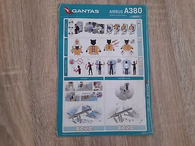 Qantas - Airbus A380 In-flight Airline Safety Instructions Card Issue 1 DAMAGED • $20