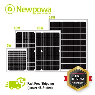 Newpowa Solar Panel 5W 10W 20W 25W Battery Maintainer For RV Camper Marine  • $21.06