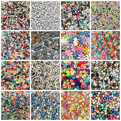 £3.50 • Buy Job Lot Bulk Bead Mix Mixed Beads Charms Seed Beads Pearls Crystals Findings