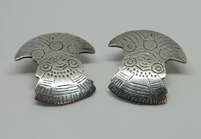 Vintage Mexico Sterling Silver 925 Aztec Mayan Pierced Earrings • $39.99