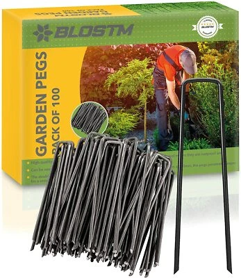£12.09 • Buy 100 X Metal Galvanised Garden Pegs Landscape Weed Membrane Staples U Pins Hooks