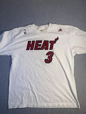 Adidas Miami Heat D Wade #3 T-shirt Large White • $9.99