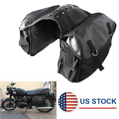 Motorcycle Bike Rear Tail Storage Bag Saddle Bags Black For Honda Suzuki • $28.67