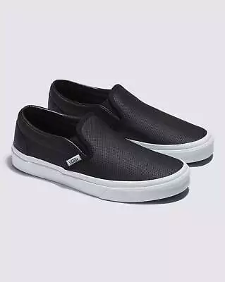 Vans Shoes Classic Slip-On Perf Leather Black US SIZE Skateboard Sneakers • $69