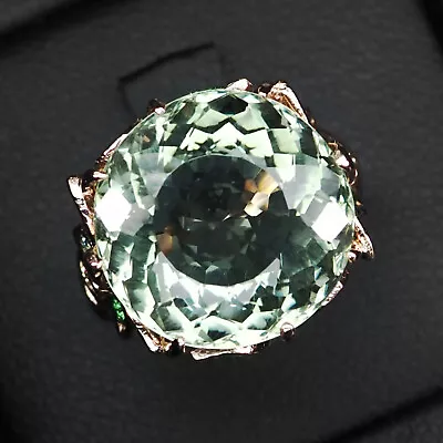 Striking Pale Green Tourmaline Round 10.20Ct 925 Sterling Silver Rings Size 6.25 • $27.99