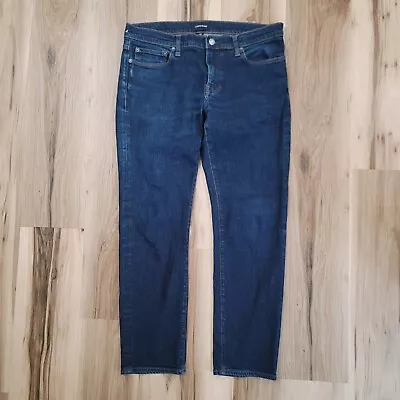 J Crew Jeans Mens 33x30 484 Slim‎ Straight Kurabo Japanese Fabric Dark Wash • $28.95