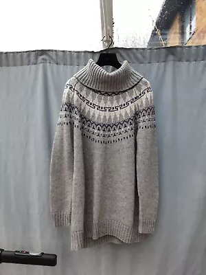 M&S Grey Wool Alpaca Blend Fair Isle Jumper Dress UK 20 VGC • £32