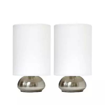 Gemini 2 Pack Mini Touch Lamp With Brushed Nickel Base And Ivy Fabric Shades • $20.23