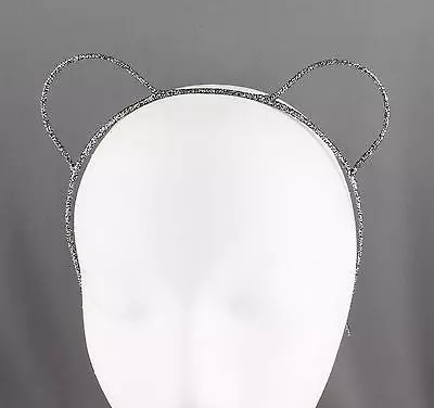 Grey Sparkly Bear Mouse Ears Headband Hair Band Accessory Animal Cat Kitten • $5.21