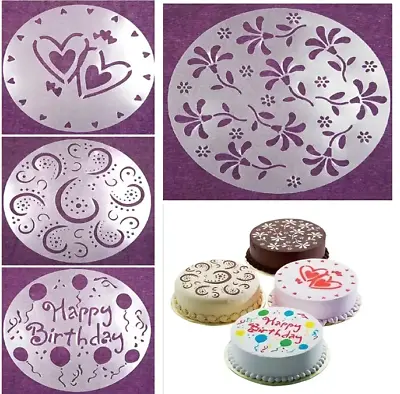 4 Pcs Cake Top Stencils Cake Decorating Tools+ • £2.69