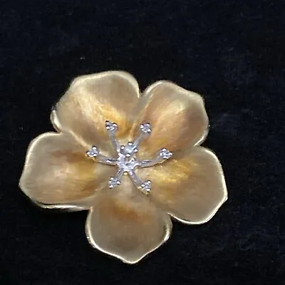 18kt Yellow Rose Tint Gold Flower Pendant Diamonds MJ 2.59g Vintage GB1 • $312.49