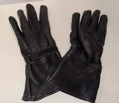 Men’s Thinsulate Black Gloves Size L American Deer Leather Cuffed Adjustable • $12.99