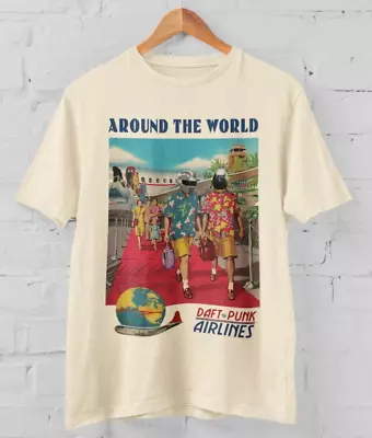 Daft Punk T-shirt - Around The World Airlines T-Shirt - Vintage Style TR2983 • $6.89