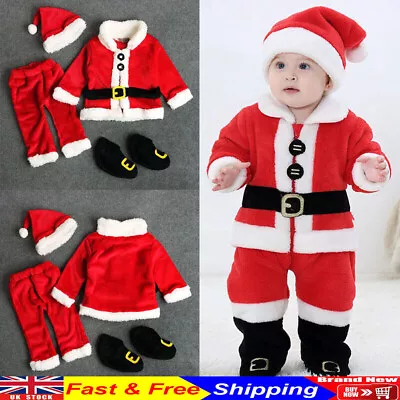 £13.24 • Buy 4PCS Baby Christmas Costume Santa Claus Fancy Dress Cosplay Outfits Set