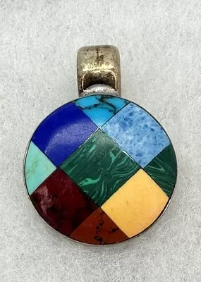 Sterling Silver Mexico Pendant Inlay Mixed Stones  • $55