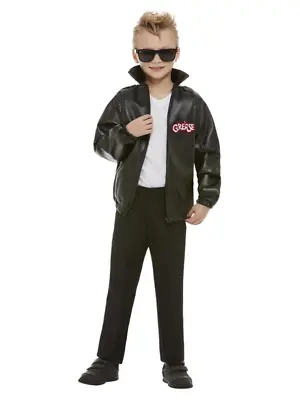 Black Licensed Grease T-Bird Jacket Fancy Dress Costume Danny Zuko Movie • $35.93