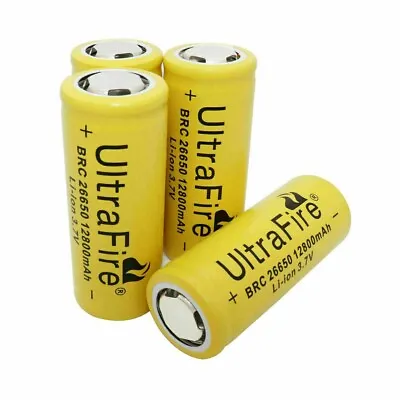 1/2pcs 26650 Battery 12800mAh 3.7V Li-ion Rechargeable Batteries Cell For Light • £10.99