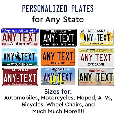 Any State Any Text Customized License Metal Plate Tag For Auto Car Bike Bicycle • $15.99