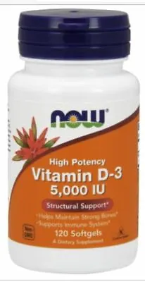 NOW Foods Vitamin D-3  5000 IU 120 Softgels • $8.39