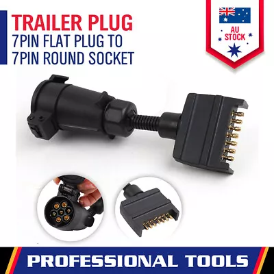 $15.99 • Buy Trailer Adapter Plug 7 PIN Round Female To Flat Male Caravan Boat Connector