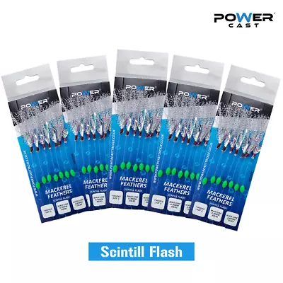 Sea Fishing Mackerel Feathers 7 Hooks Scintill Flash By Power Cast • £3.49