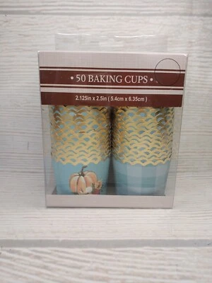 $7.99 • Buy New! Fall Pumpkin Baking Cups Cupcake Liner Wrappers Scalloped Decorative Plaid