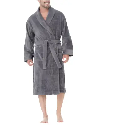 Majestic International Men's Plush Fleece Robe (CHARCOAL S/M) NWT • $39.03