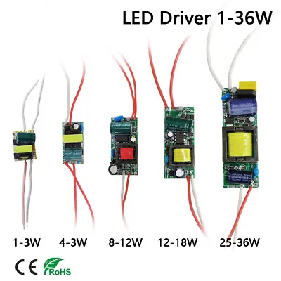 LED Driver 3v 5v 12 Volt DC 300ma Amp Adapter Power Supply IC Transformer 1-36W • $1.51